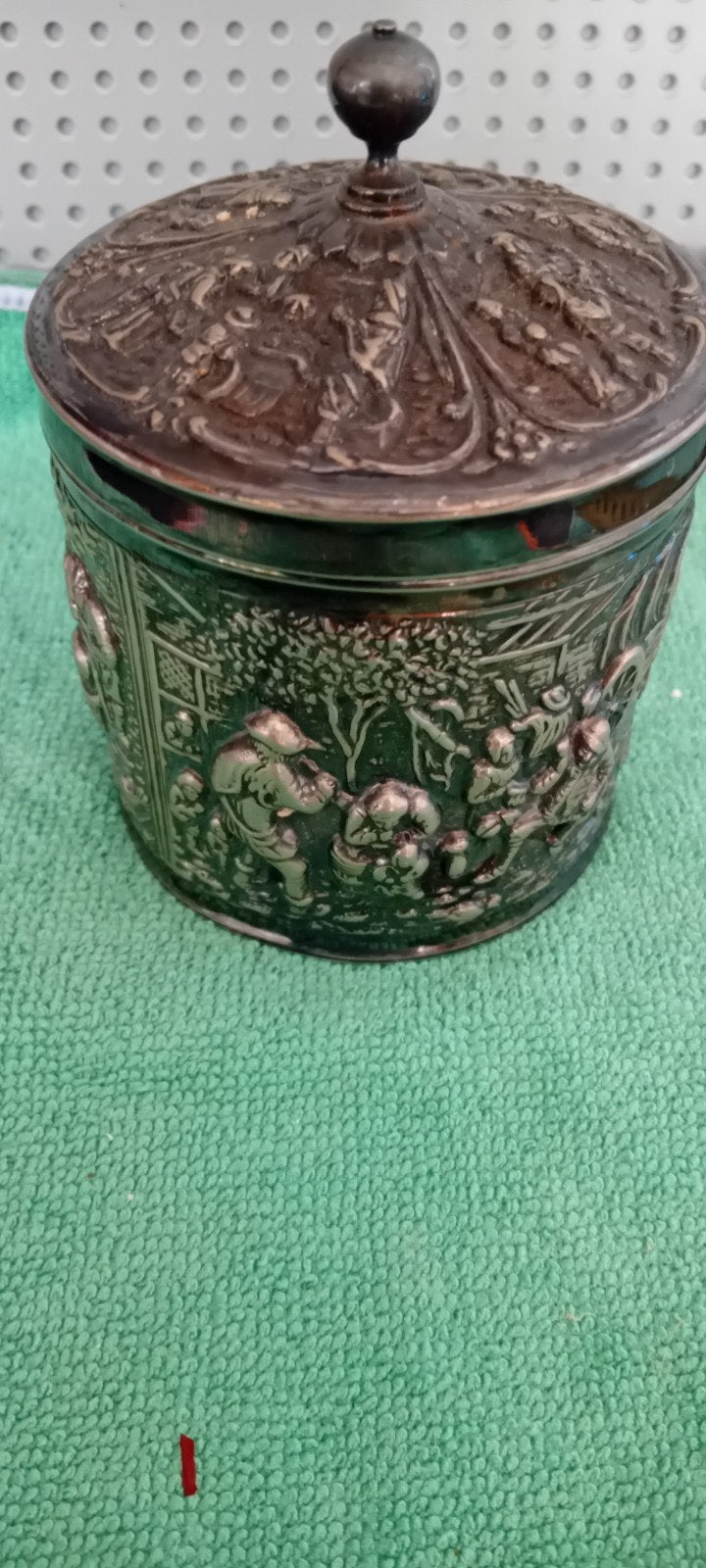 Mooie vintage verzilverde theebus van Douwe Egberts, Ophalen of Verzenden