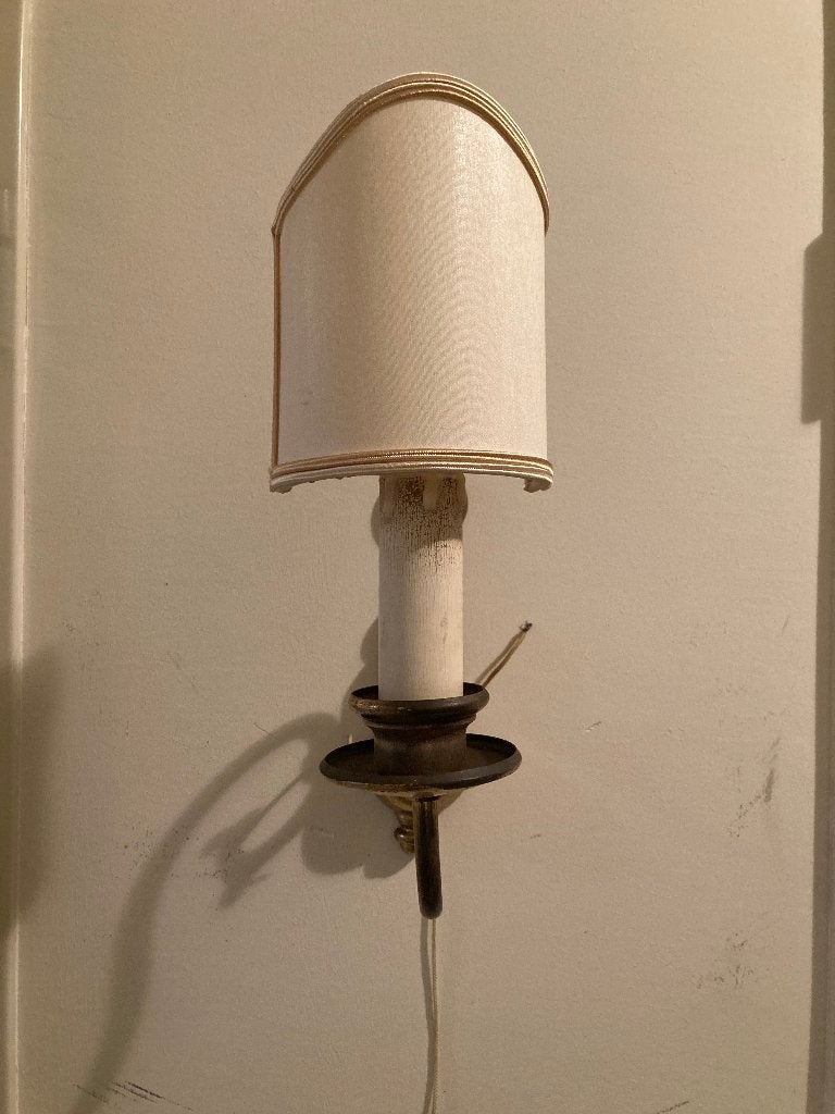 Brocante wandlamp met kaarslampje/kandelaar, Ophalen of Verzenden, Gebruikt, Metaal