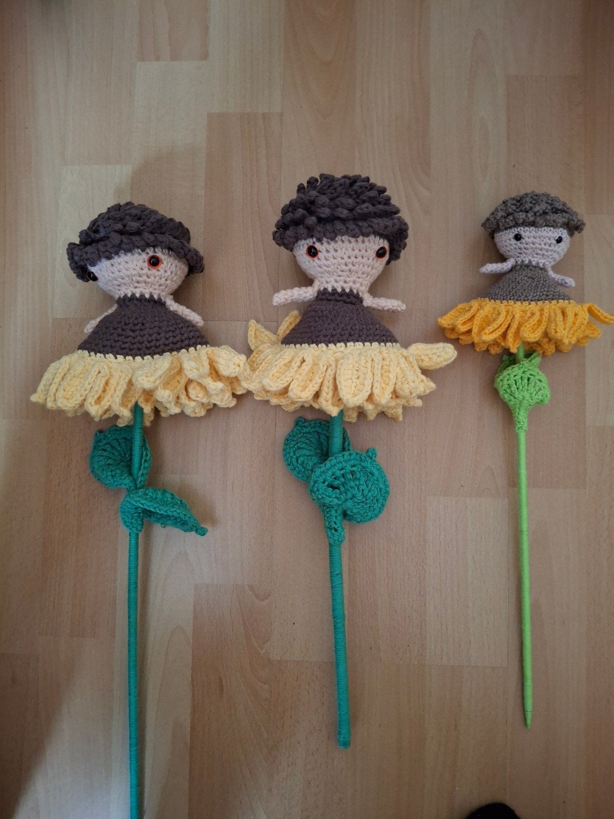 Gehaakte zonnebloemen en zonnebloemmeisjes, Handgemaakt, Textiel, Nieuw, Meerkleurig