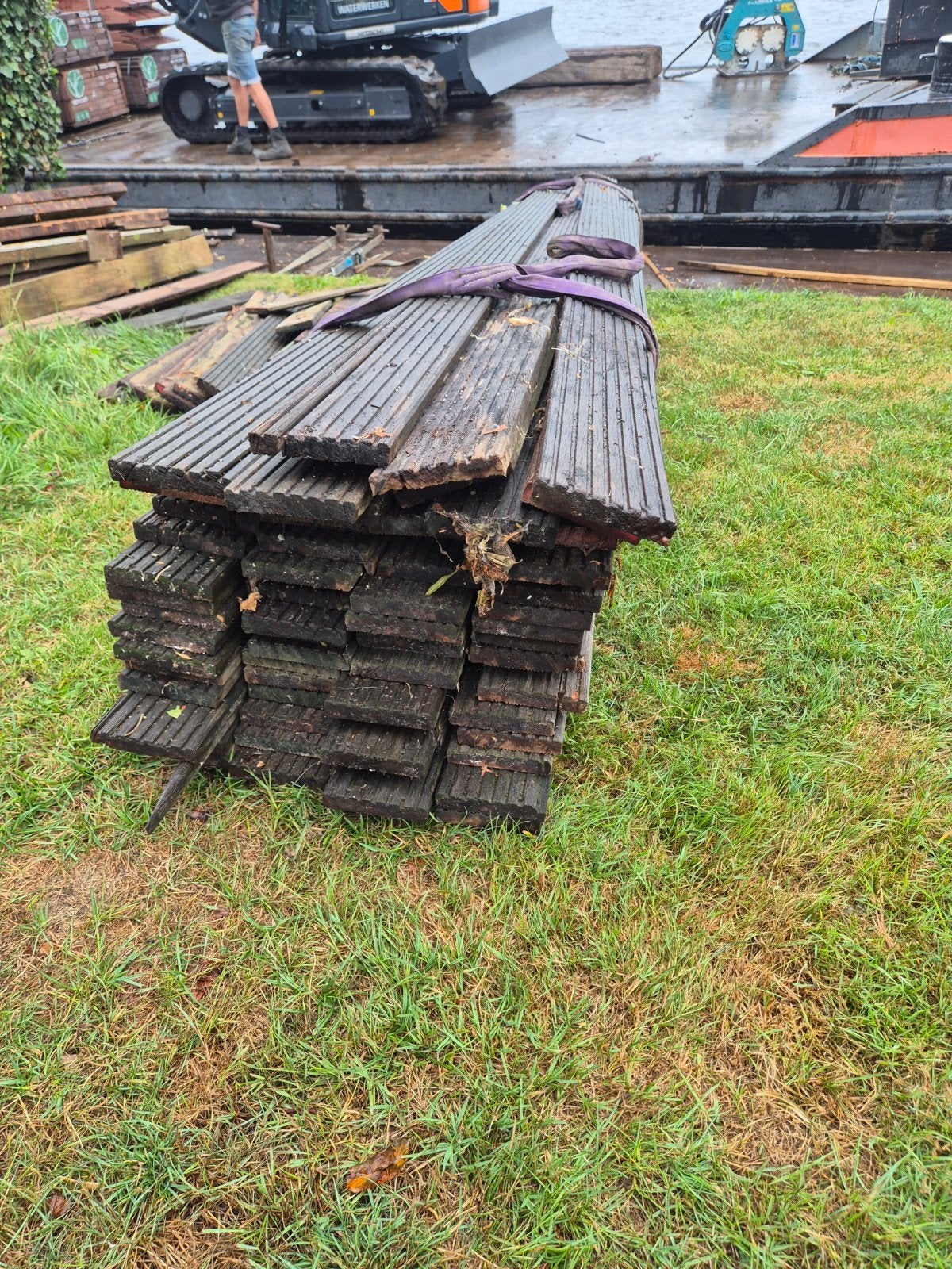 Gebruikte vlonderplanken - Ideaal voor terras of steiger, Doe-het-zelf en Verbouw, Hout en Planken, Ophalen, Gebruikt, Plank, 300 cm of meer