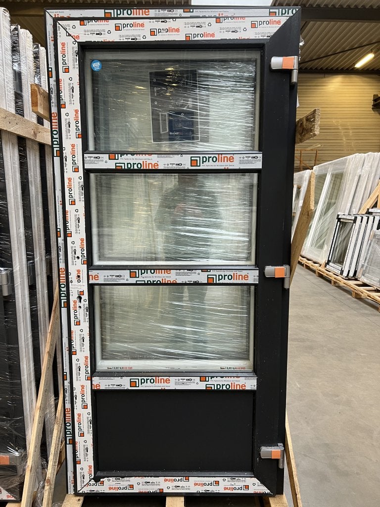 Kunststof buiten deur 98 x 204 1/4 paneel antraciet RAL 7016