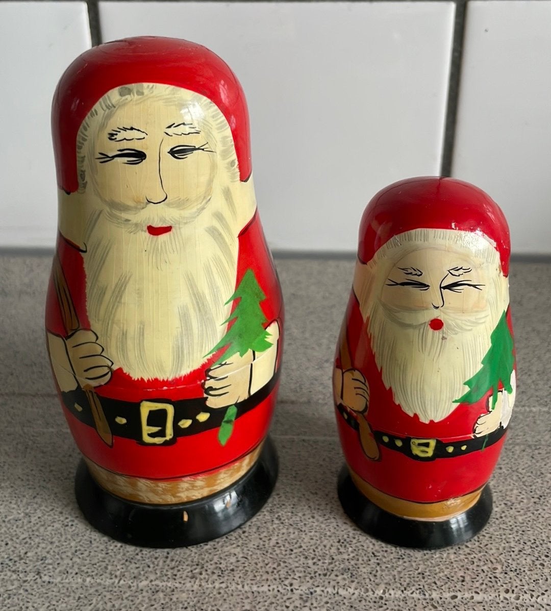 Vintage kerstman Baboesjka Matroesjka poppen, Diversen, Ophalen of Verzenden, Zo goed als nieuw