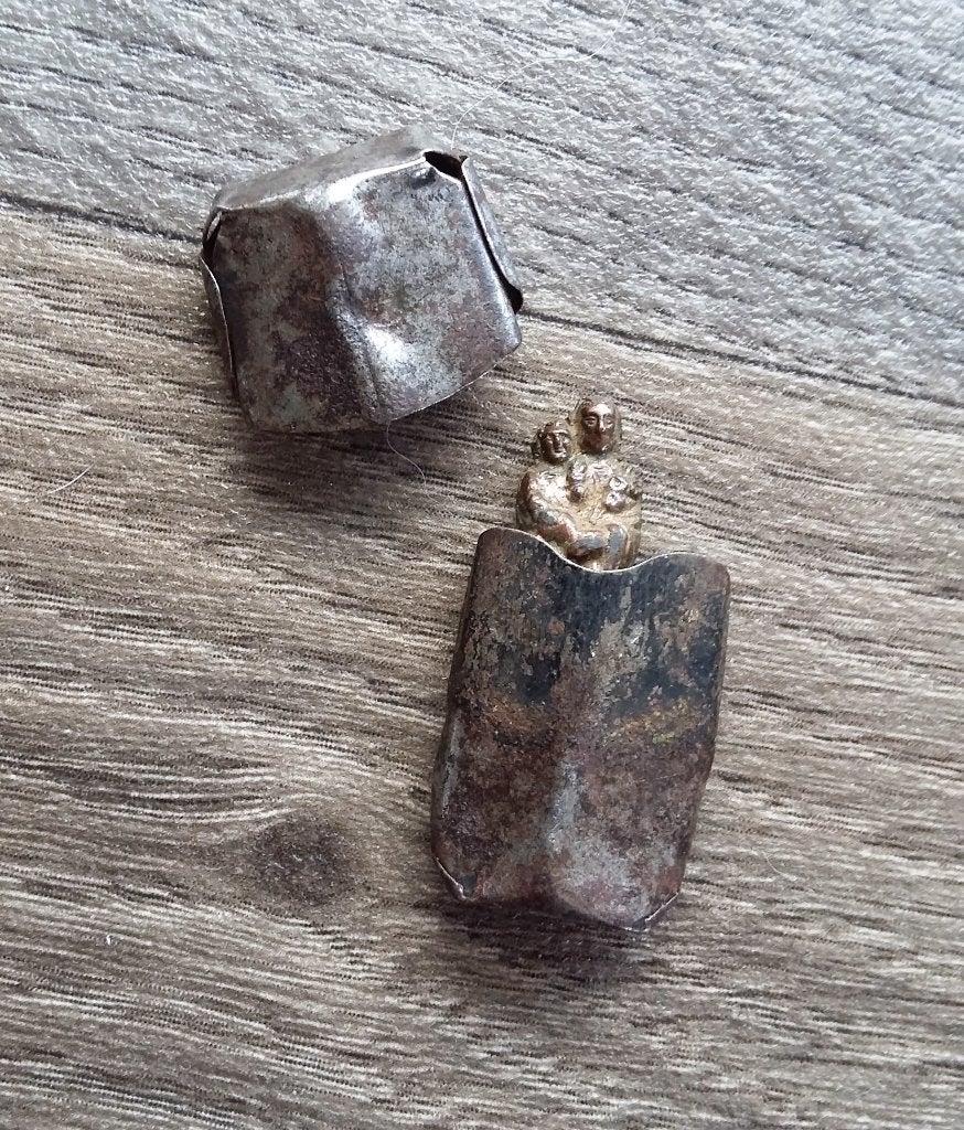 Om 1900 Bescherm Zakheilige Beurs Beeldje Kokertje Soldaat, Nvt., Ophalen of Verzenden, Kunstobject, Nederland
