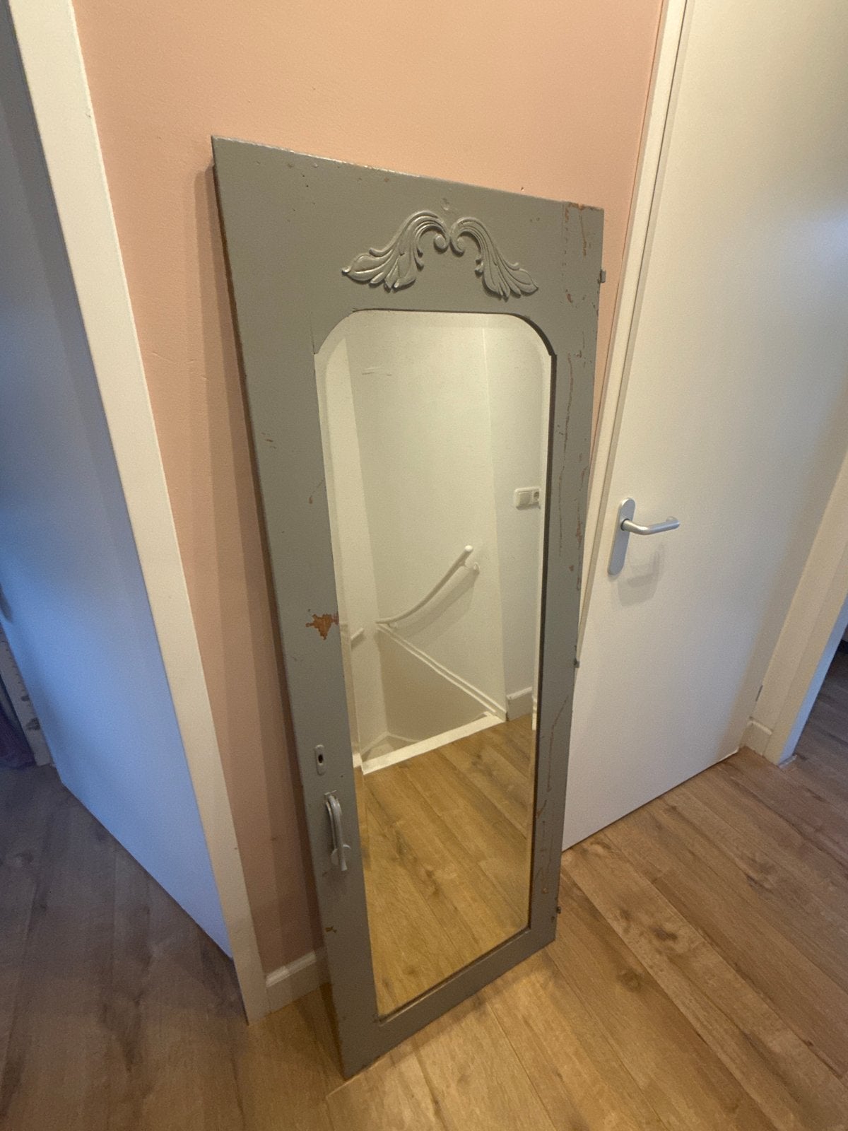 Oude kastdeur met spiegel - Decoratieve spiegel, Ophalen, Rechthoekig, Minder dan 50 cm, 150 tot 200 cm