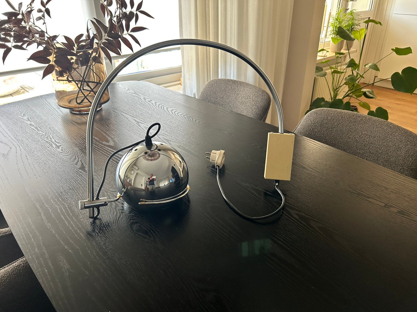 vintage Gepo chromen Space Age 'eyeball' boogwandlamp, Ophalen, Zo goed als nieuw