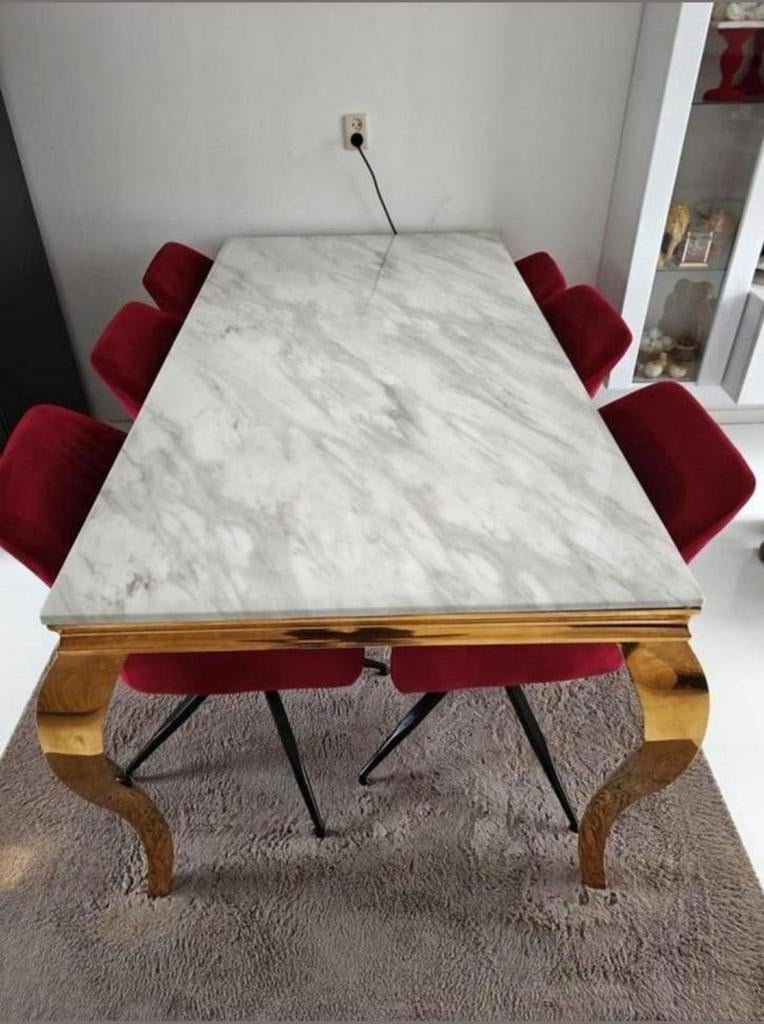Te koop prachtig eethoek met 6 stoelen, Ophalen, Gebruikt, 50 tot 100 cm, 150 tot 200 cm
