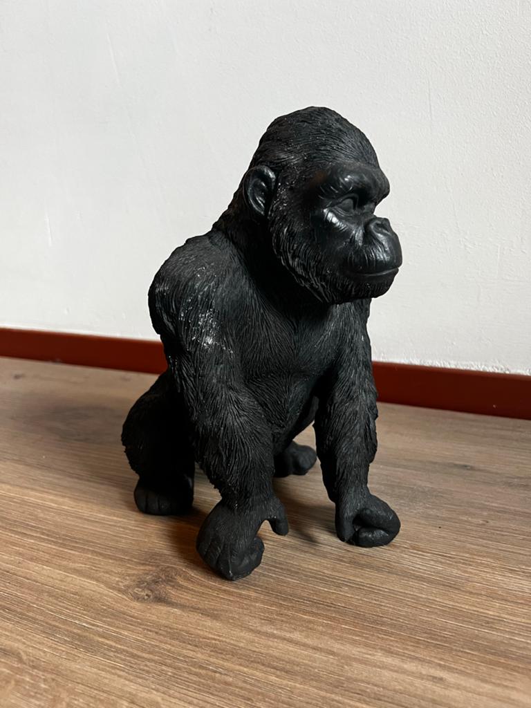 Zwarte Gorilla Beeld - Decoratief Kunstobject, Huis en Inrichting, Ophalen of Verzenden, Zo goed als nieuw