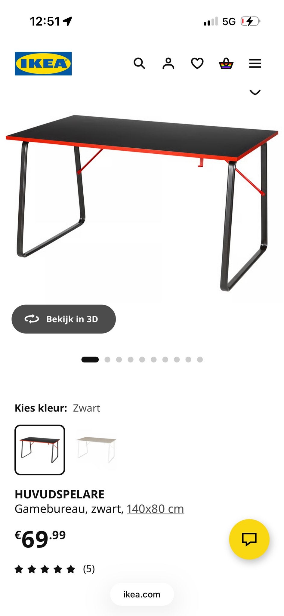 IKEA Game bureau zgan, Ophalen, Zwart, Gebruikt, Metaal