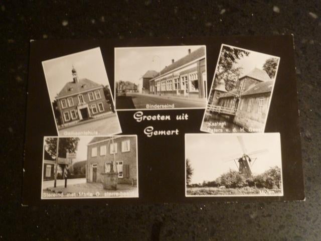 Gemert circa 1965 Groeten Uit met molen, Ophalen of Verzenden, 1960 tot 1980, Ongelopen