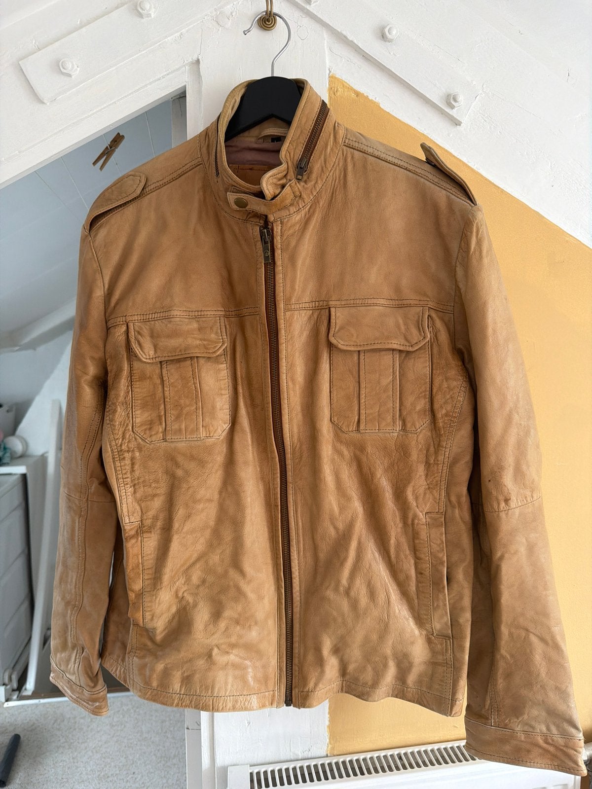 Goosecraft halflang leren jack - naturel zacht leer, Ophalen of Verzenden, Gedragen, Maat 48/50 (M), Bruin