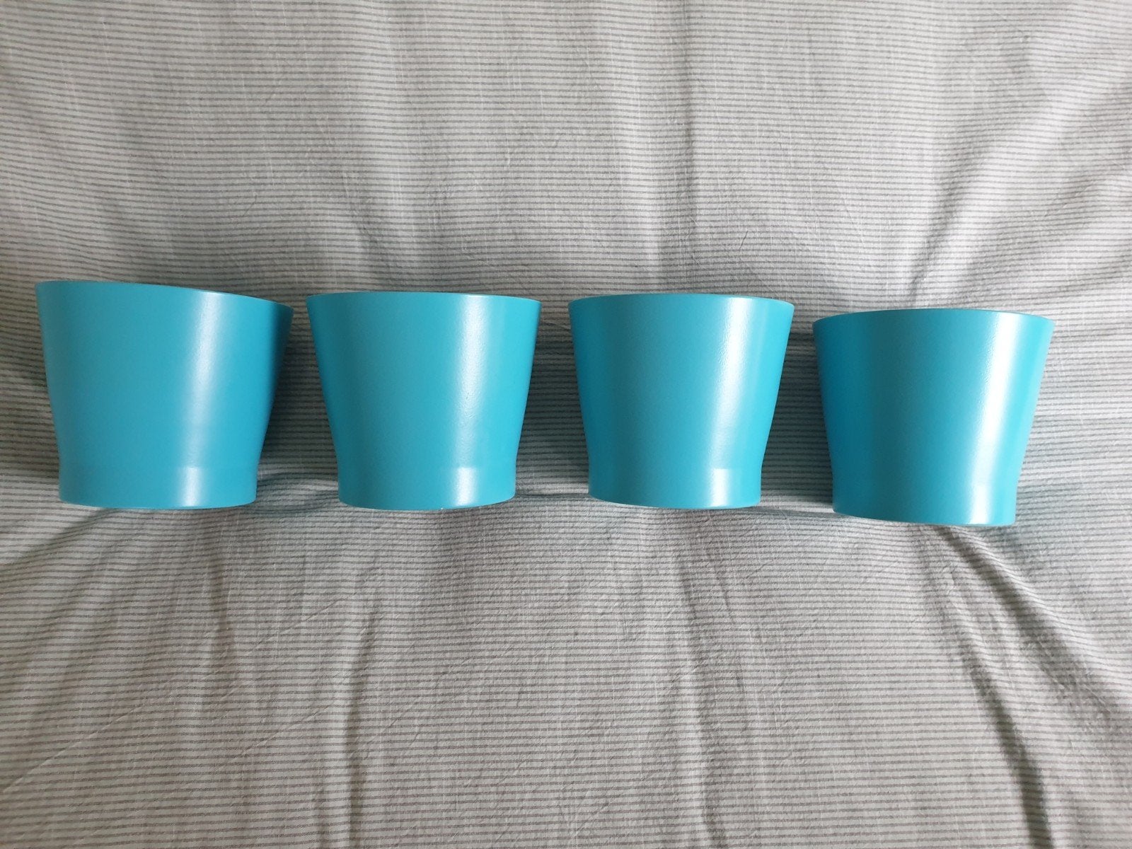 4x IKEA PAPAJA bloempotjes - turquoise, Overige materialen, Gebruikt, Minder dan 30 cm, Minder dan 60 cm