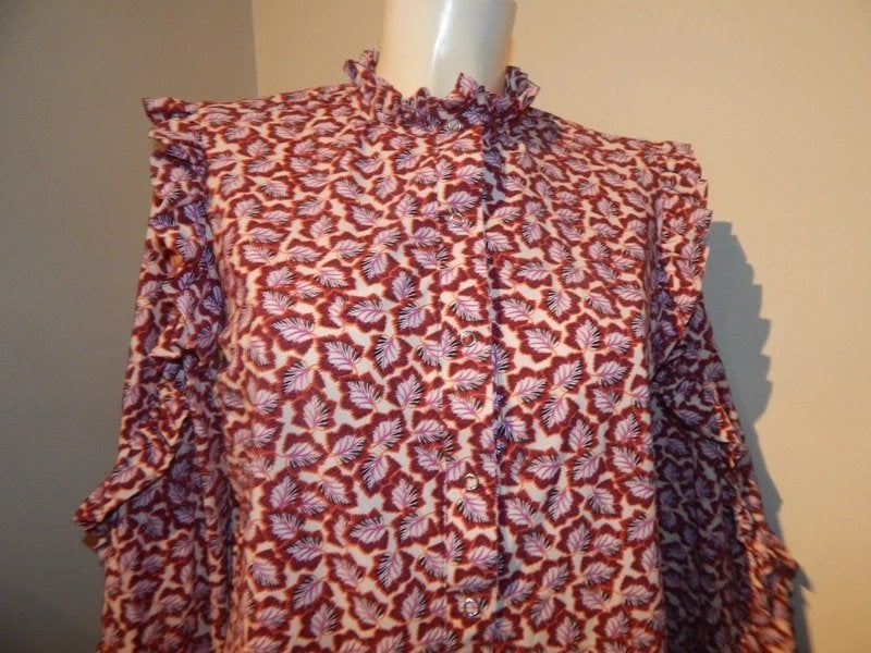 Studio Anneloes travel stof blouse drukkers print roesjes M, Maat 38/40 (M), Studio Anneloes, Zo goed als nieuw, Meerkleurig