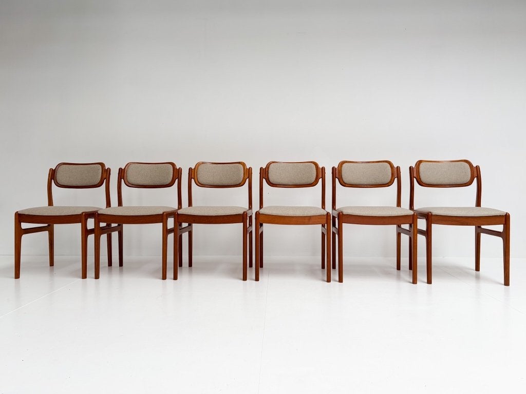 Set van 6 Deense designstoelen van Johannes Andersen, 1960's, Hout, Gebruikt, Ophalen of Verzenden, X