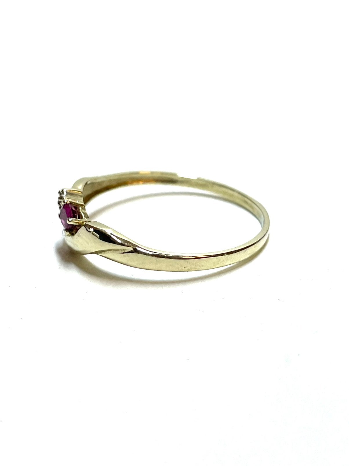 8k gouden ring met een robijn en diamant, -, 19 tot 20, -, Ophalen of Verzenden