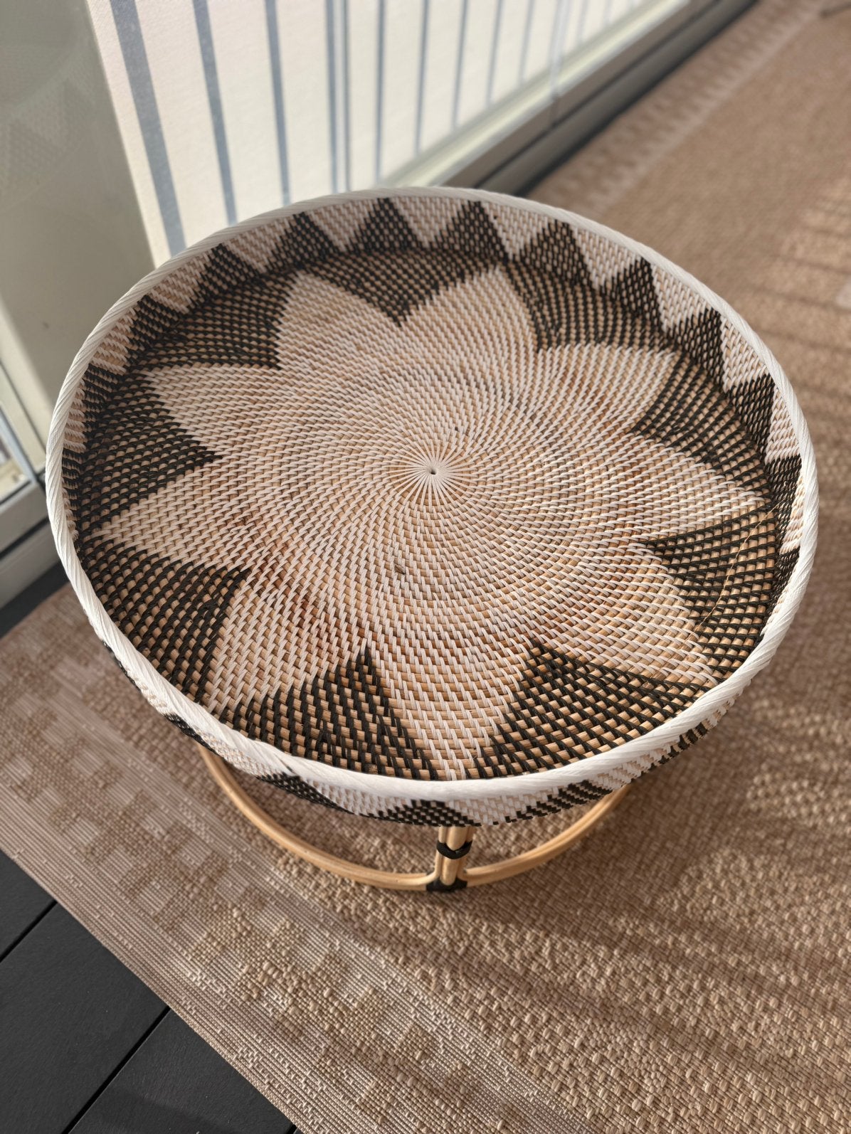 Geweldig tafeltje Boho Style, Ophalen, Zo goed als nieuw, Rond, Riet