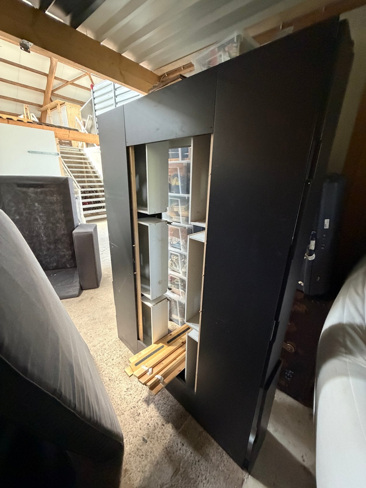 Stevig IKEA bed met opberglades en lattenbodem, Gebruikt, Zwart, Tweepersoons, Ophalen of Verzenden