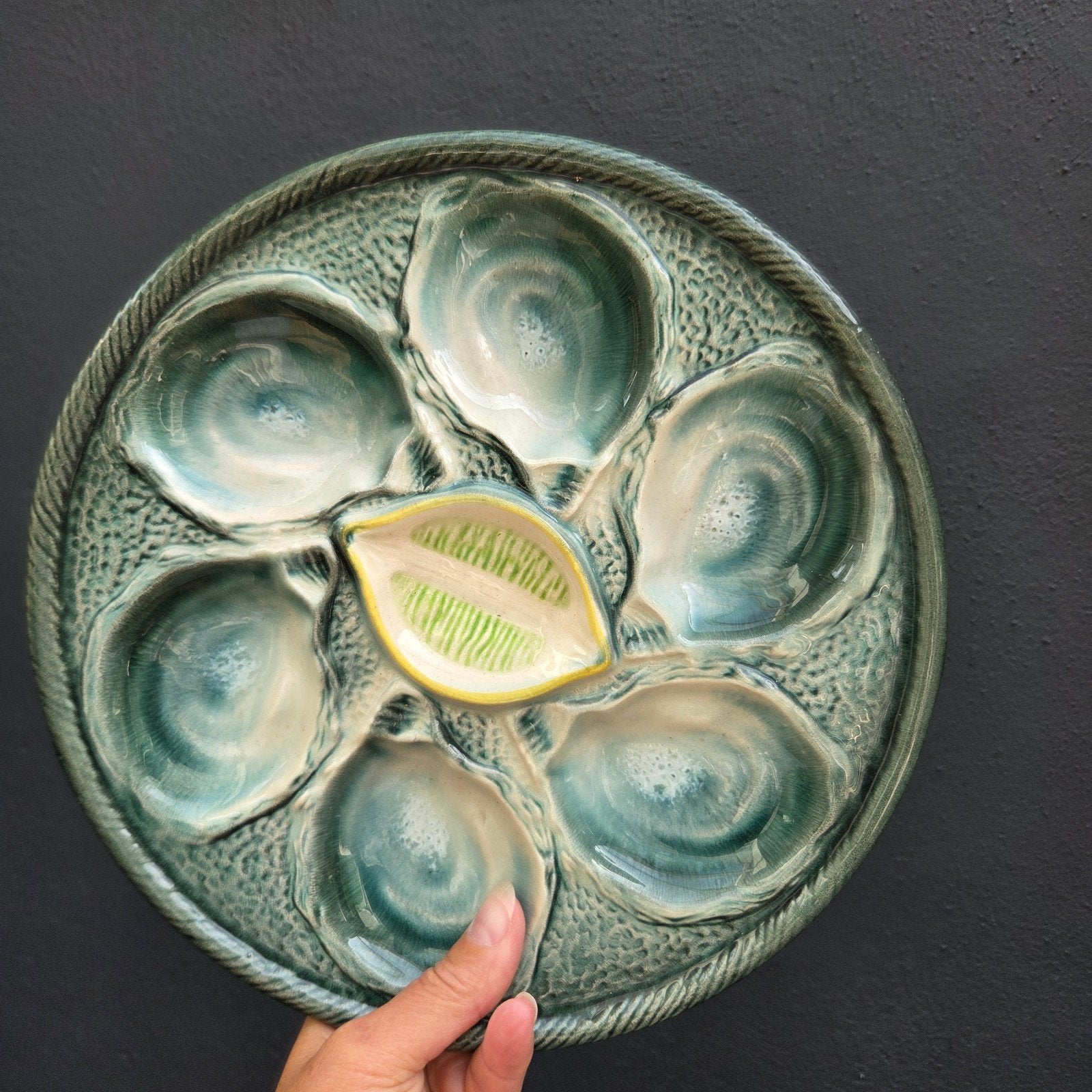 Brocante Majolica Oesterbord St Clement Faience Frankrijk, Antiek en Kunst, Ophalen of Verzenden