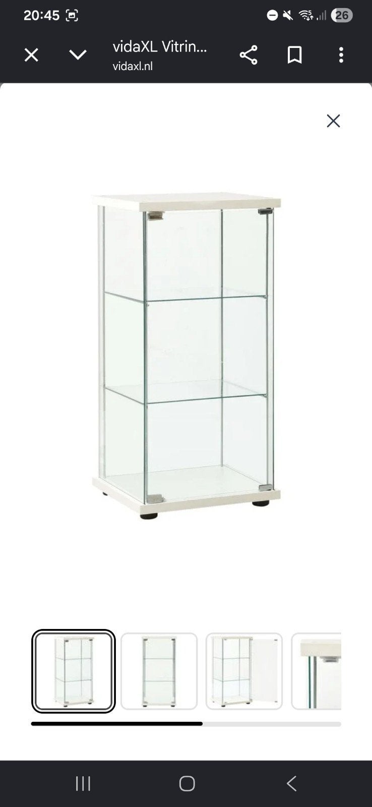 Nieuwe glazen vitrinekast met 3 planken - 86x42,5x36,5 cm, Minder dan 50 cm, Met deur(en), Nieuw, Ophalen of Verzenden