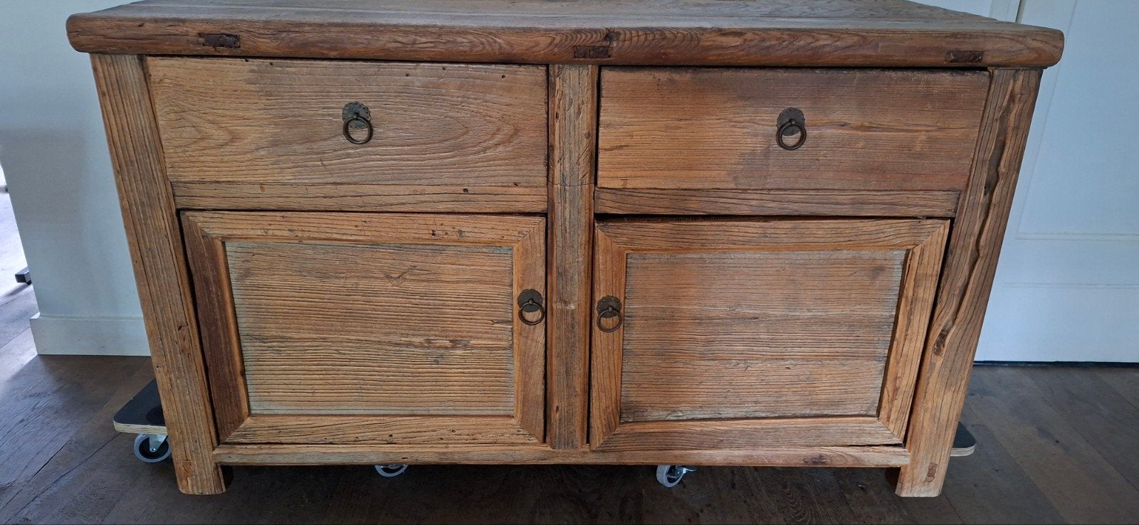 Teak houten koloniale TV kast, Ophalen, Gebruikt, 50 tot 75 cm