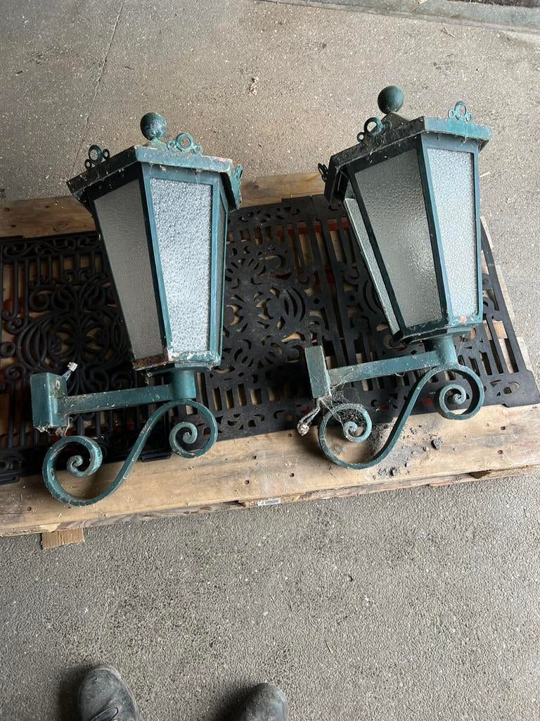 2 Nostalgische koetsierlampen setprijs, Tuin en Terras, Buitenverlichting, Ophalen, Staande lamp, 50 tot 250 watt, IJzer