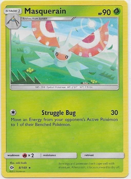 Sun & Moon,  Masquerain [rare] 8/149, Verzenden, Nieuw, Losse kaart