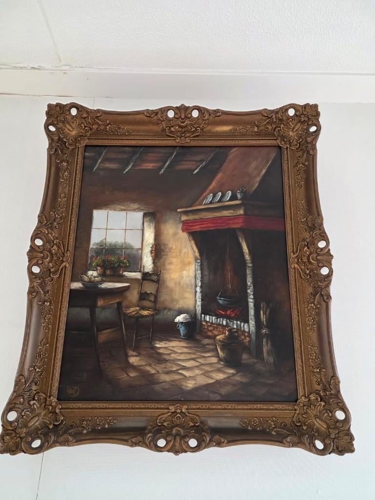 Open haard schilderij, Ophalen