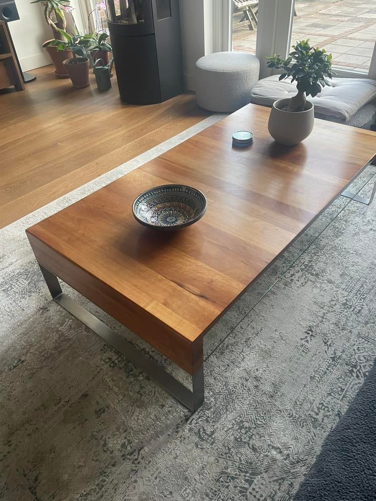Salon tafel leolux, als nieuw, Huis en Inrichting, Tafels | Salontafels, Ophalen, Glas, 100 tot 150 cm, 50 tot 100 cm