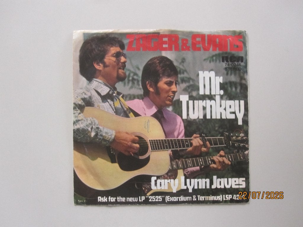 ZAGER & EVANS - mr.turnkey - vinyl 7", Gebruikt, 7 inch, Ophalen of Verzenden, Rock en Metal