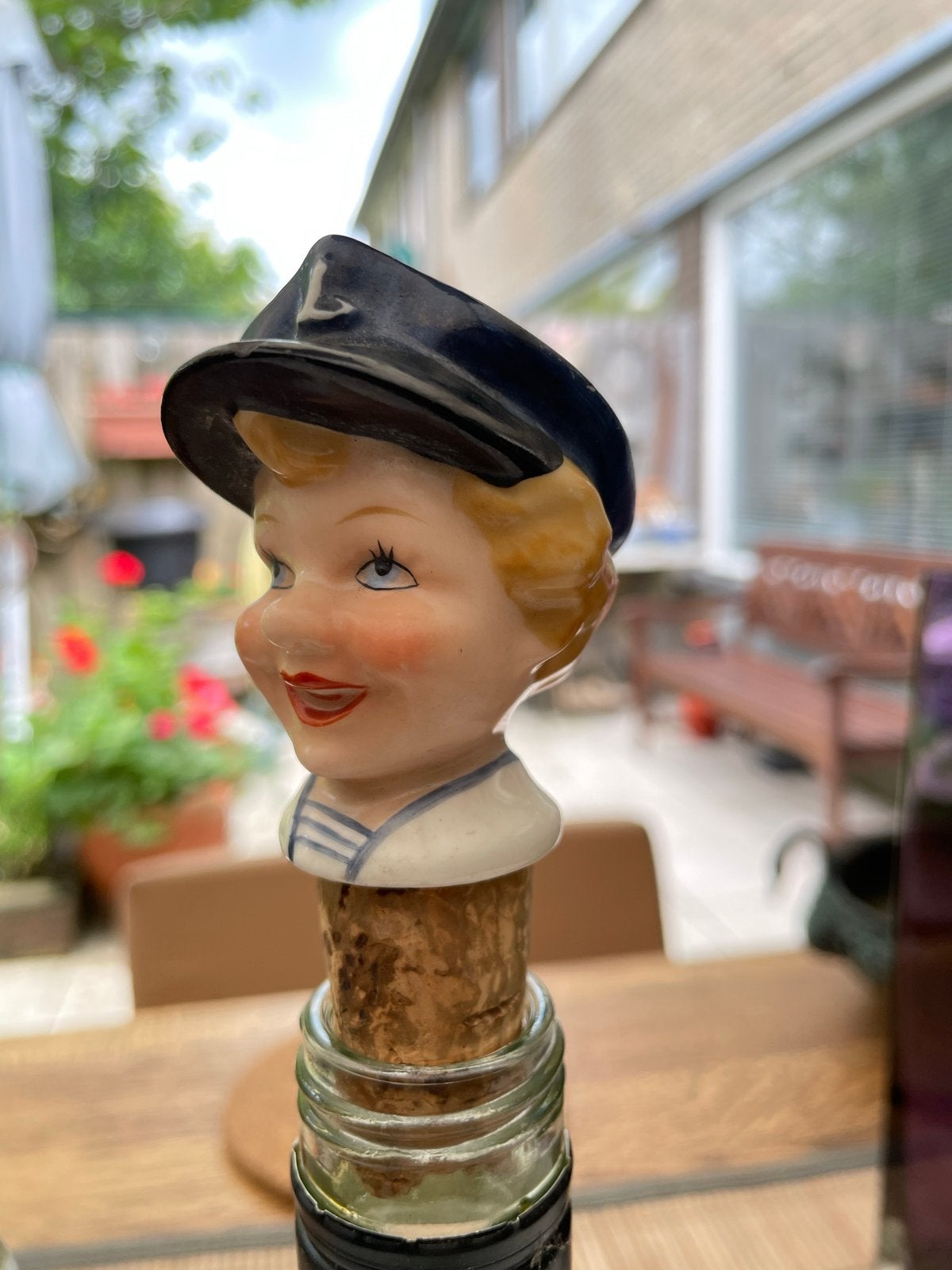Vintage Kurk met Matroos Hoofd - Uniek Decoratiestuk, Verzamelen, Ophalen of Verzenden, Gebruikt