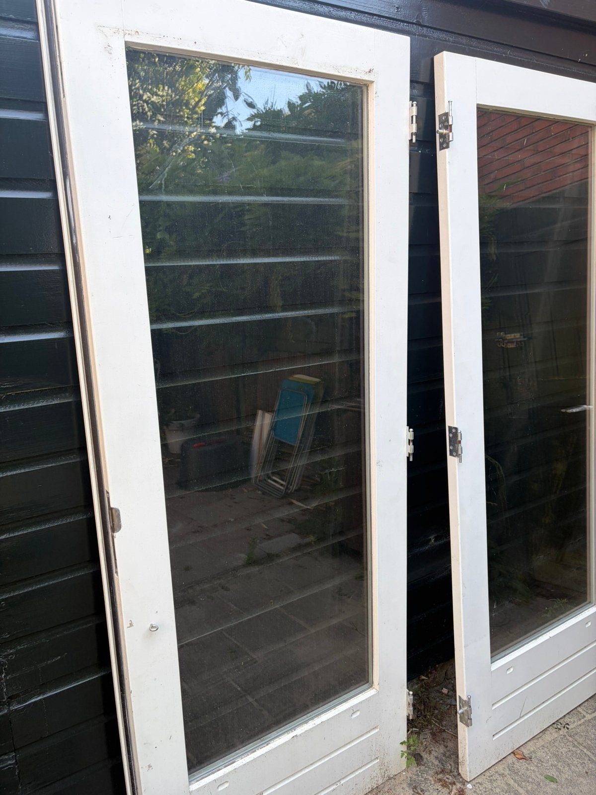 Hardhouten buitendeuren (set), Ophalen, Zo goed als nieuw, Buitendeur, 200 tot 215 cm