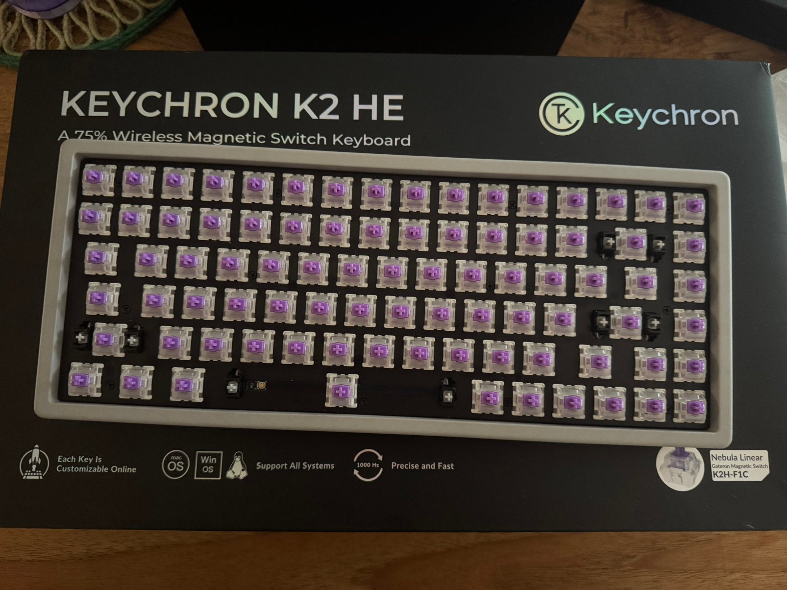 Keychron K2 HE “Concrete edition”, Computers en Software, Toetsenborden, Nieuw, Qwerty, Draadloos, Draadloze ontvanger, Ergonomisch