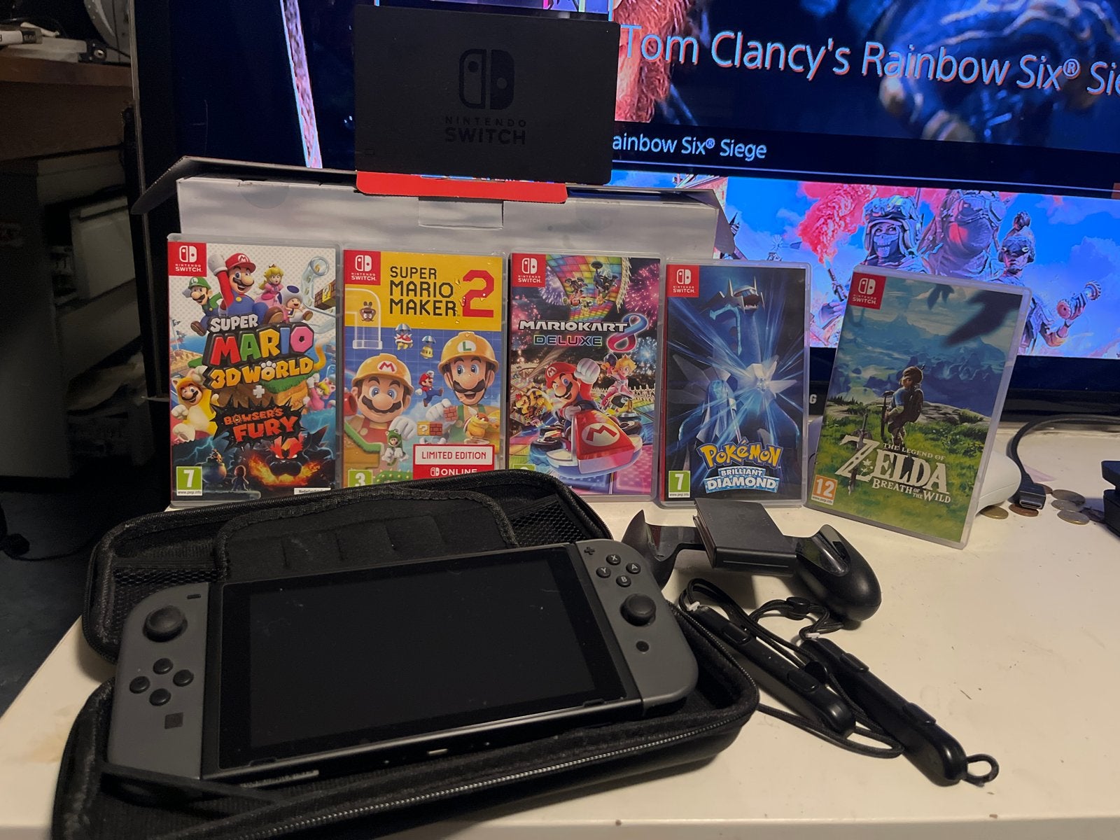 Nintendo Switch met 6 spellen en accessoires, Ophalen of Verzenden, Gebruikt, Met games, Switch Original