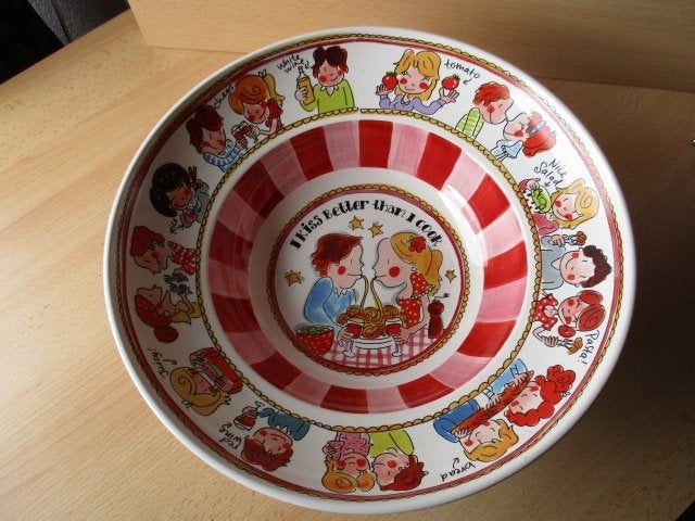 Blond Amsterdam pastaschaal  I kiss better than I cook  36cm, Ophalen of Verzenden, Zo goed als nieuw