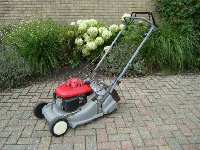 Honda HRB 476 CQXE gazonmaaier ., Tuin en Terras, Grasmaaiers, Ophalen, Cirkelmaaier, Honda, Gebruikt