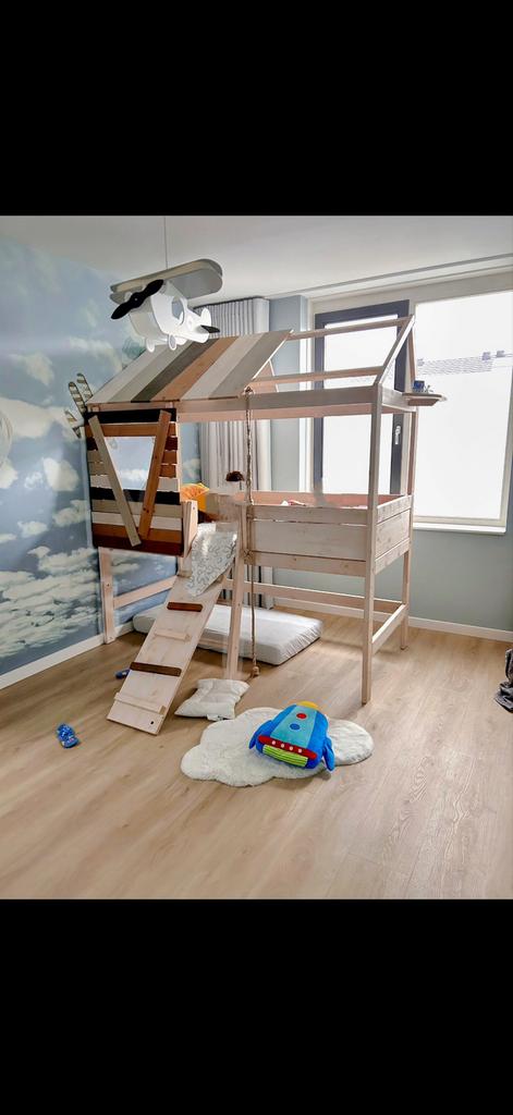 Life time kinderbed hutbed halfhoogslaper, Ophalen, 85 tot 100 cm, Zo goed als nieuw, Hoogslaper of Stapelbed