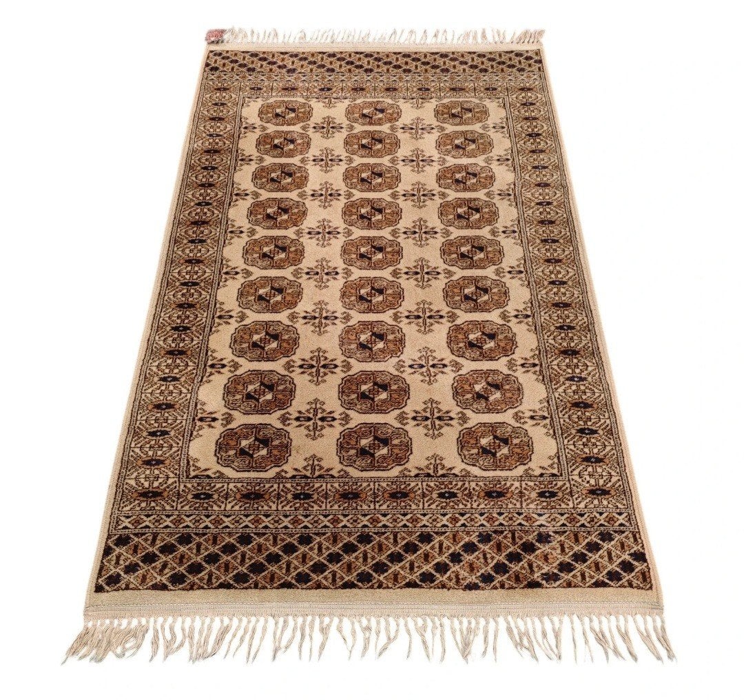 Vintage oosters wol Bouchara vloerkleed beige 94x150cm, Gebruikt, 100 tot 150 cm, Www.hypepopup.nl, Crème