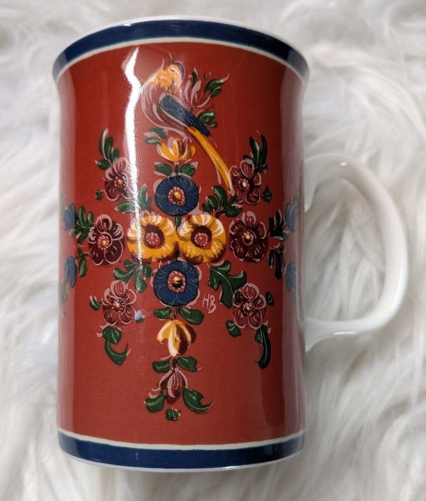 Hindelooper schilderkunst beschilderde beker, Overige merken, Zo goed als nieuw, Klassiek, Keramiek