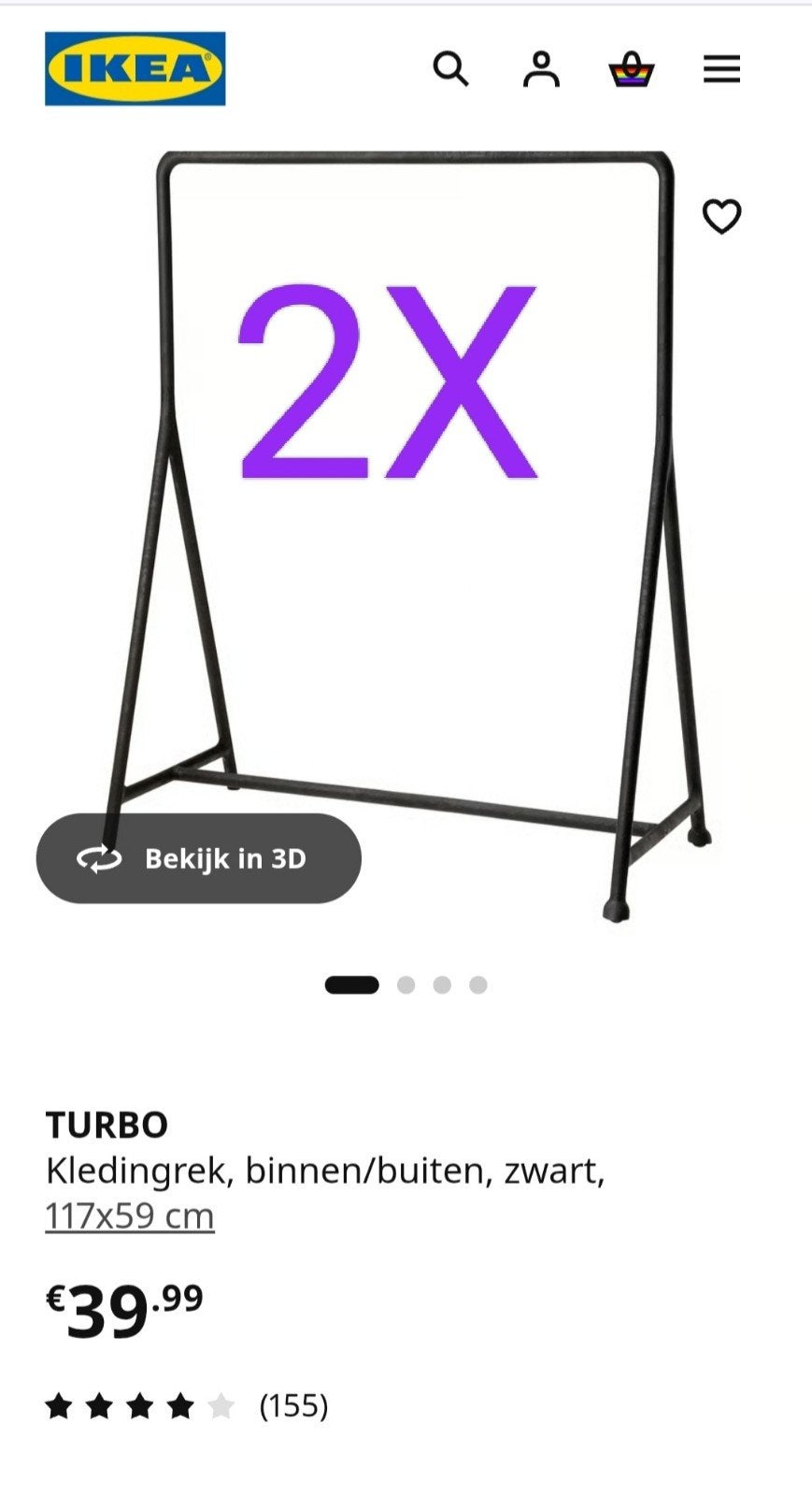 2 Ikea turbo kledingrekken. Samen voor 50 euro., Kleding | Dames, Kledingrekken, Ophalen, Zo goed als nieuw