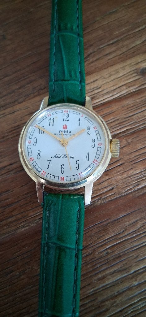 Mooie mechanische vintage dameshorloges (Ruhla, Reseda), Sieraden, Tassen en Uiterlijk, Overige merken, Overige materialen, Leer