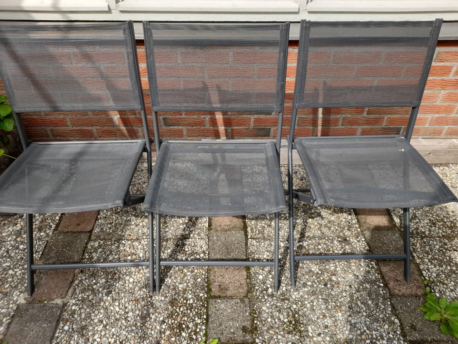 3 Stacy tuinstoelen van Central Park, Praxis., Ophalen, Zo goed als nieuw, Kunststof, Inklapbaar