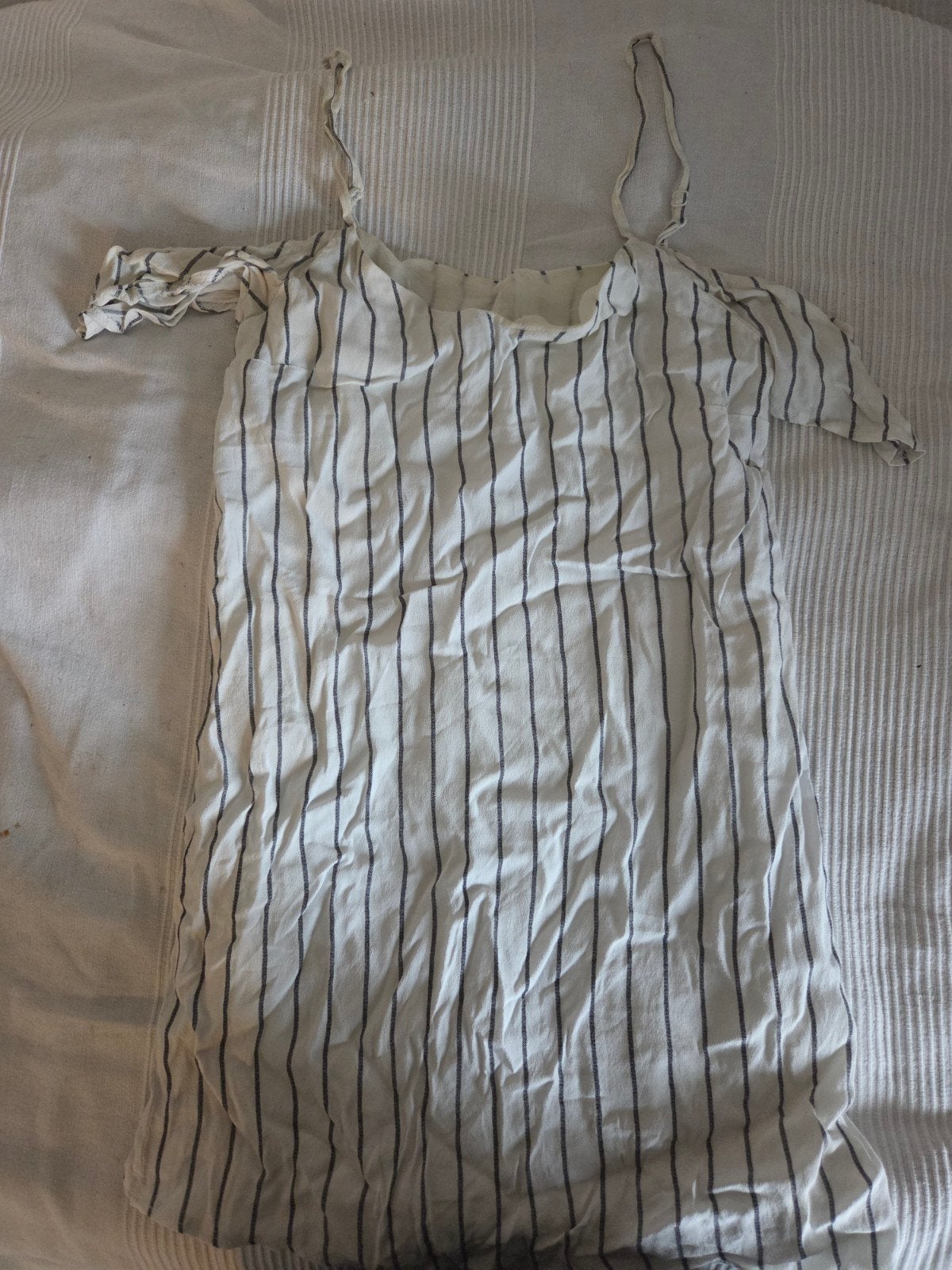 Zomerjurkje wit met strepen - Maat L, Kleding | Dames, Ophalen of Verzenden, Gedragen, Maat 42/44 (L), Wit