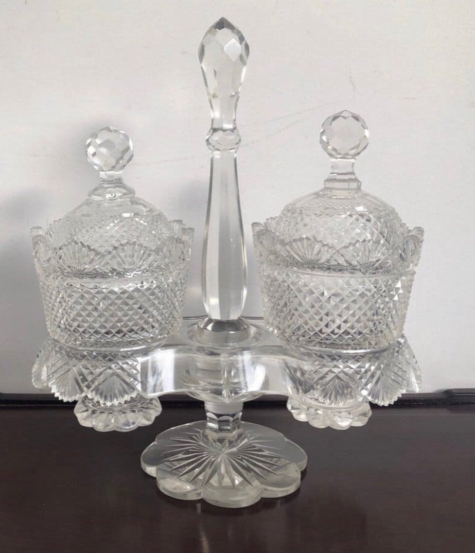 Victoriaanse Kristal Confiture/Jam Tafelset - Zuurstel 1900, Antiek en Kunst, Ophalen of Verzenden