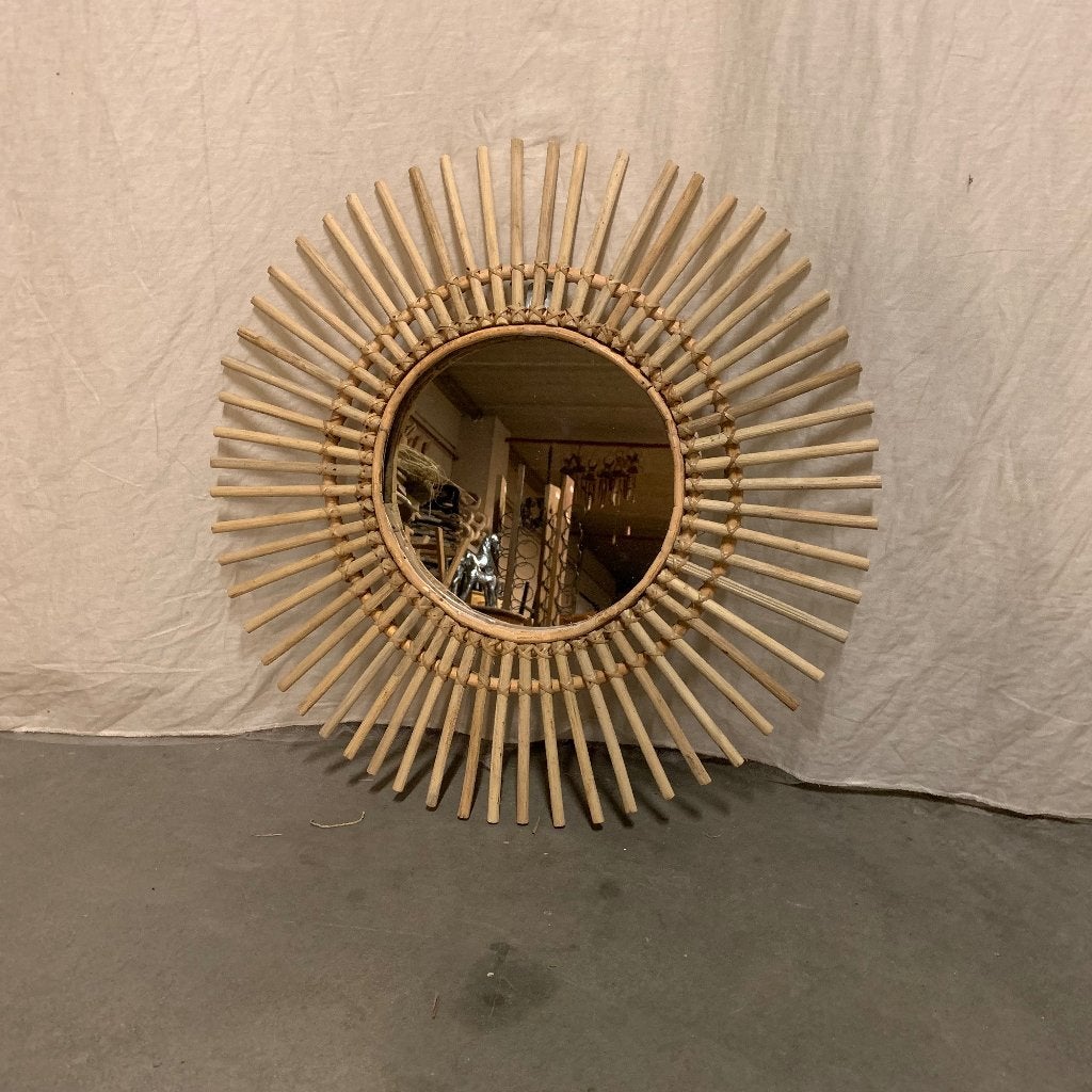bamboe spiegel - 65 cm diameter – Gratis bezorgd, TTM Wonen, Meubels – (Perzische) Tapijten en Woonaccessoires, Taag 63, 2491 CS, Den Haag (Forepark)