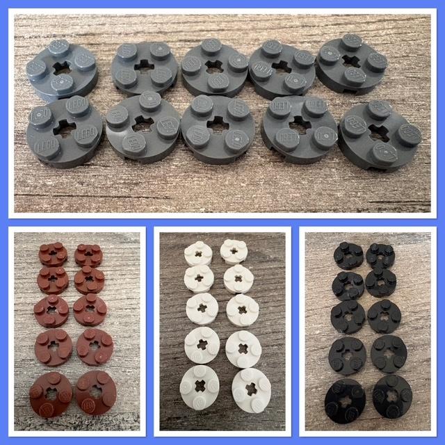 10 lego basis plaatjes 2x2 rond wit, bruin, zwart of grijs, Ophalen of Verzenden, Nieuw, Losse stenen, Lego