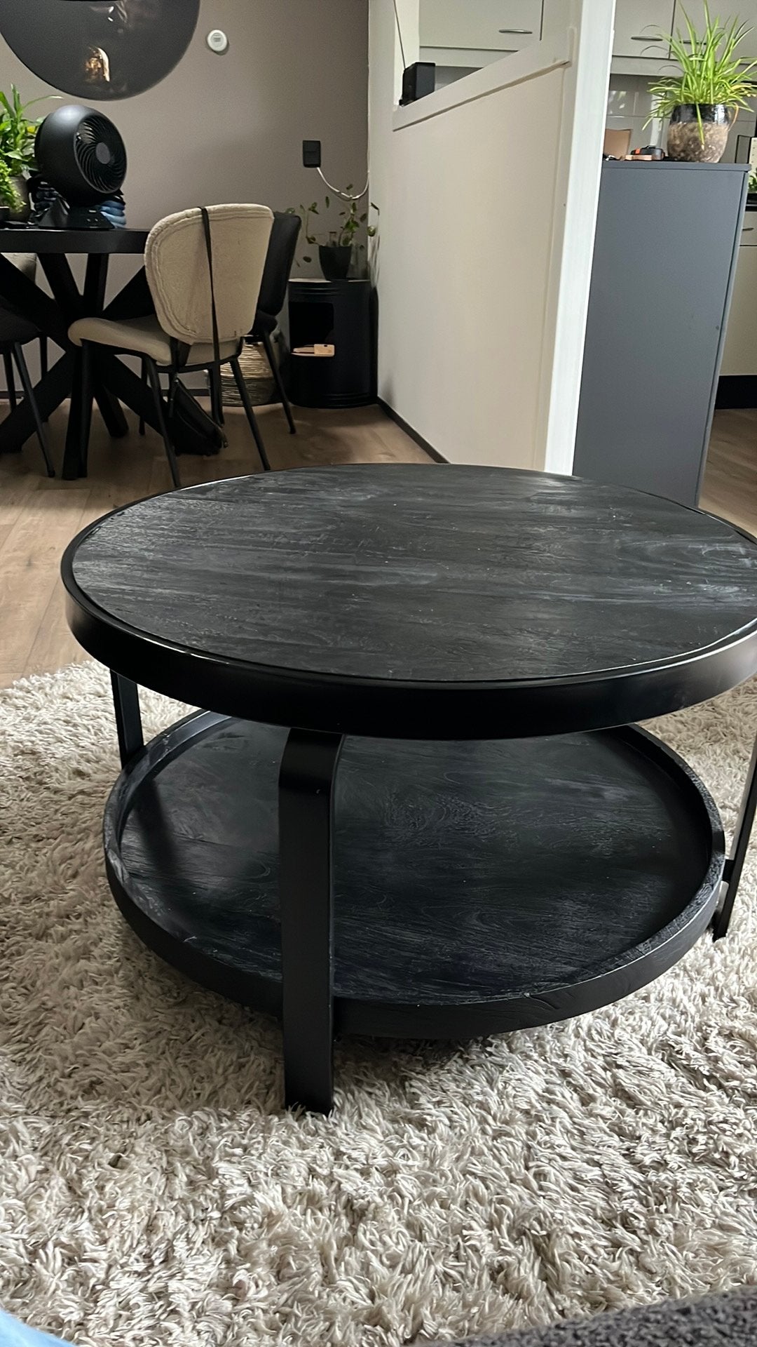 Ronde salon tafel mangohout, Huis en Inrichting, Ophalen, Zo goed als nieuw, Rond, 50 tot 100 cm