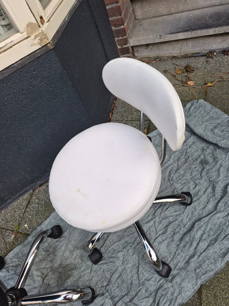 TRESKO Rolkruk, leuning wit | Werkkruk hoogte verstelbaar, Ophalen, 60 tot 90 cm, 1 kruk, In hoogte verstelbaar