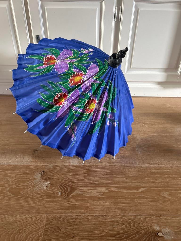 Decoratieve Oosterse Paraplu met Bloemenprint / parasol, Sieraden, Tassen en Uiterlijk, Paraplu's, Ophalen, Transparant, Zo goed als nieuw