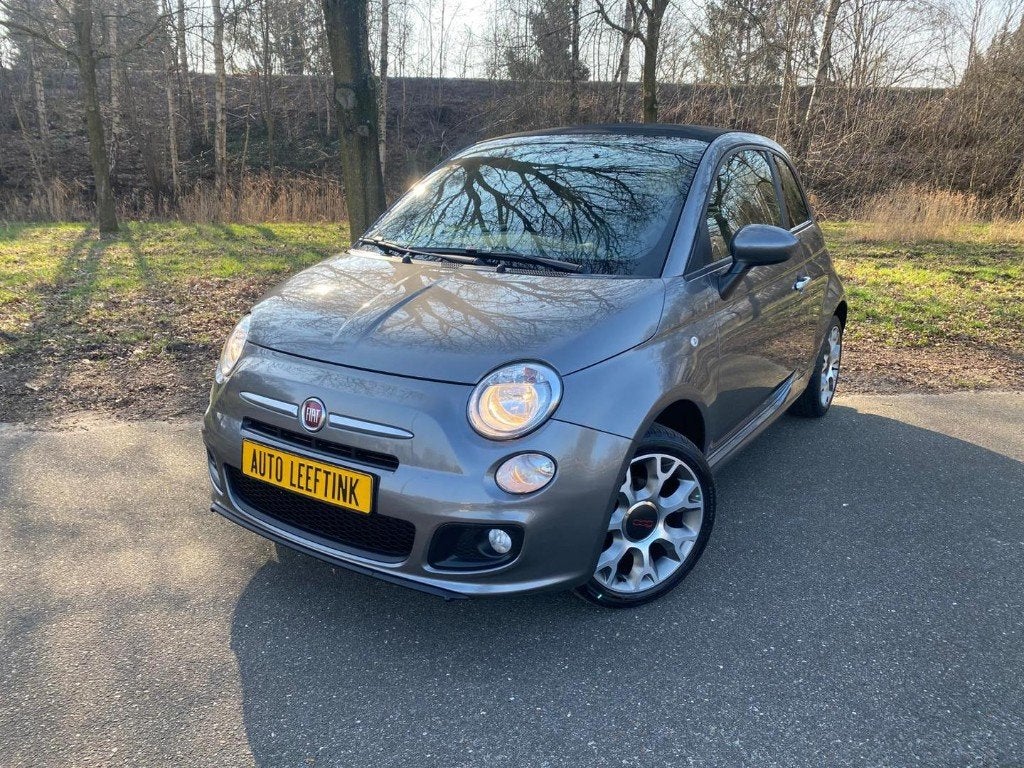Fiat 500 1.2 Cabrio, 2015, Grijs, Sport stoelen, Lmv 16inch, Auto's, Fiat, Voorwielaandrijving, 4 cilinders, Leder en Stof, Handgeschakeld