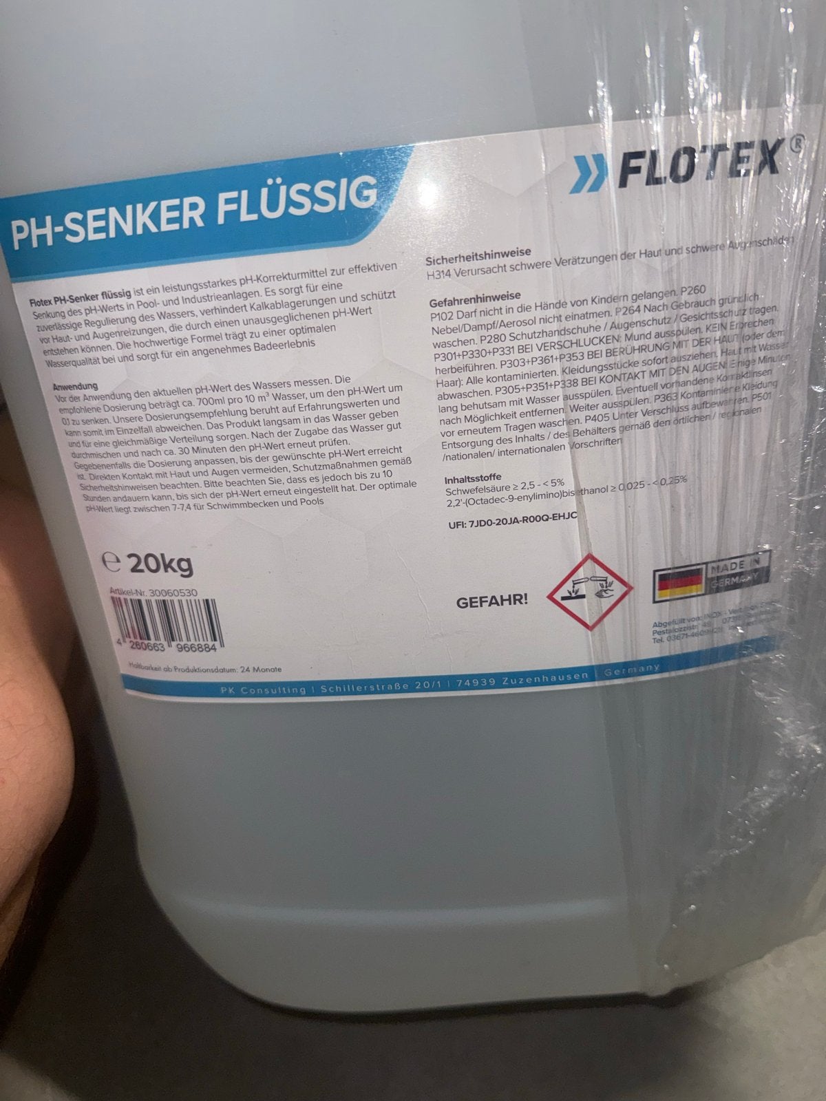 Zwembad pH-regelaar  | Flotex pH-Senker Vloeibaar 20kg -, Tuin en Terras, Zwembad-toebehoren, Ophalen, Nieuw, Reinigingsmiddel