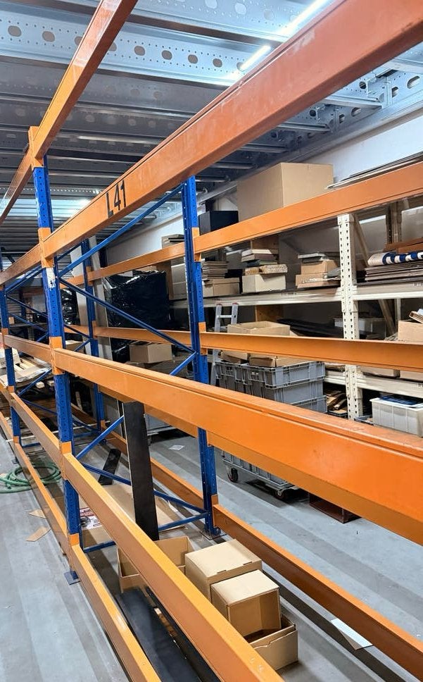 Gebruikte DUWIC Pallet- magazijnstellingen - Oranje liggers, Ophalen, Gebruikt
